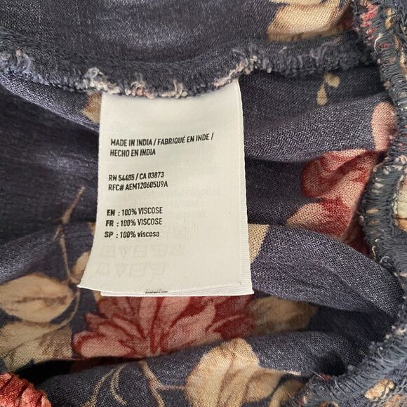 American Eagle Cropped Long Sleeve Floral Blouse Elastic Cuffs Waist Detail XS - Picture 8 of 8